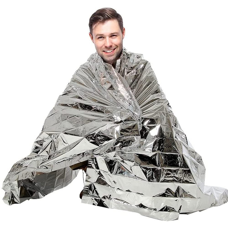 [Australia] - ANCLLO 4 Pack Emergency Mylar Thermal Blankets - Designed for Outdoors Hiking Survival Marathons or First Aid (Silver Color) 