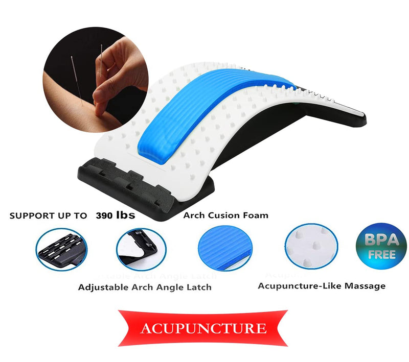 [Australia] - ChiFit Multi-Level Back Stretching Device - Immediate Relief for Back Pain, Herniated Disc, Sciatica, Scoliosis,Lower and Upper Back Stretcher Support and Pain Relief Blue 