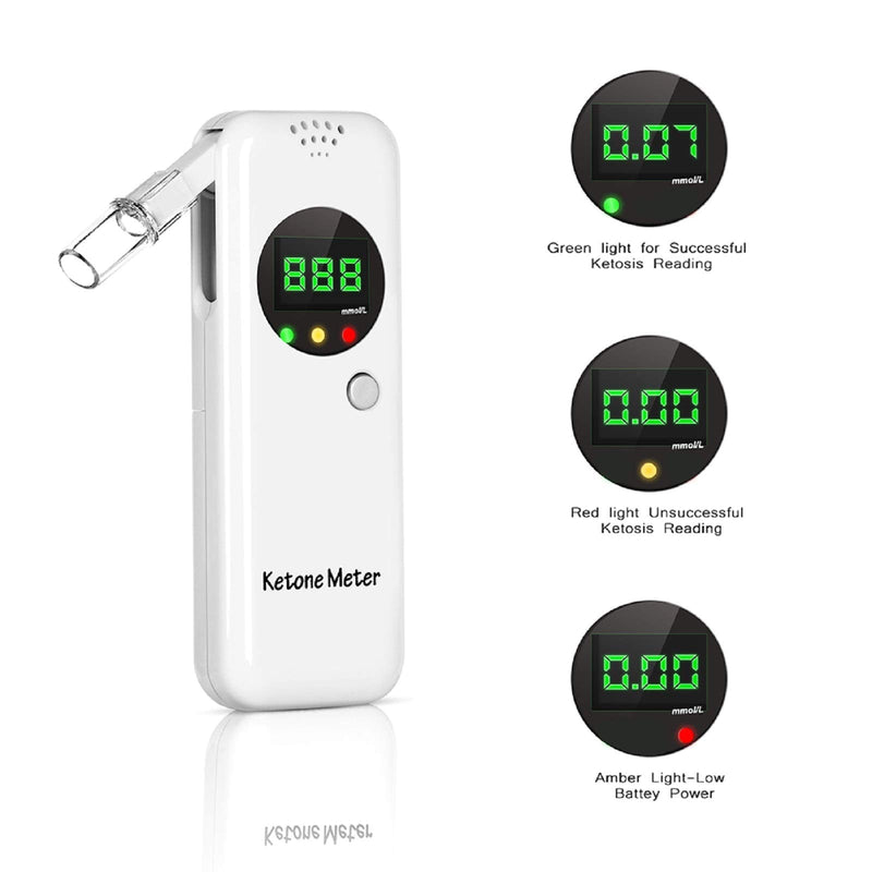 [Australia] - Ketosis Breath Tester, Ketone Meter Breathalyzer for Ketosis Health with 10pc Mouthpieces(White) 