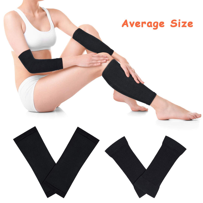 [Australia] - 4 Pieces Calf Compression Leg Arm Sleeve Men Women Brace Socks Relieve Shin Splint Pain for Knee, Thigh, Running, Cycling, Walking, Football Accessories 