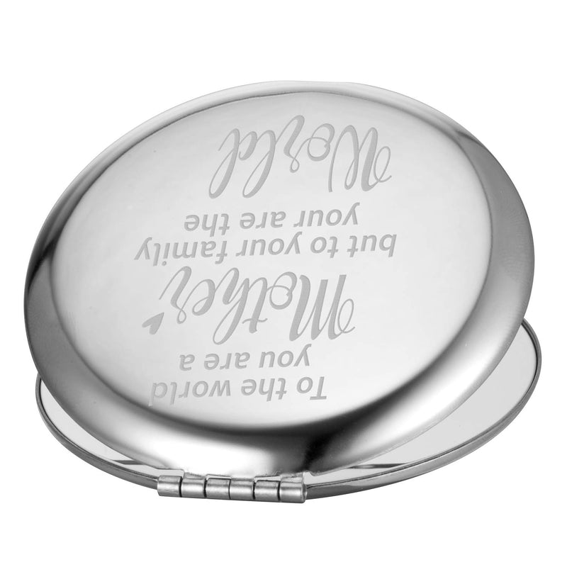 [Australia] - sedmart Gifts for Mom from Daughter and Son,Mothers Day Birthday for Mom Women,to The World You are A Mother But to Your Family You are The World Engraved Gift Compact Mirror for Purse To The World 2 