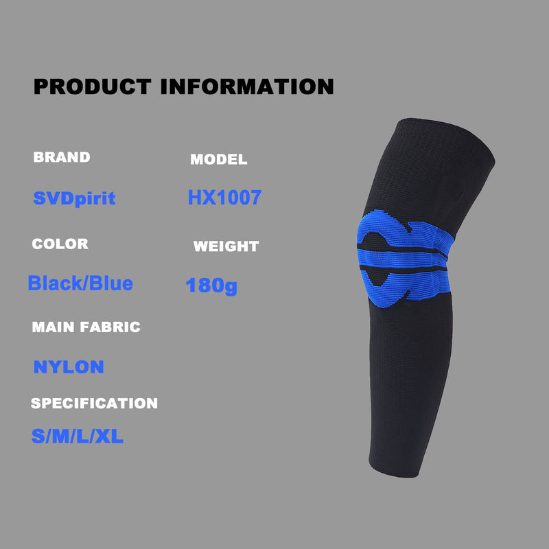[Australia] - SVDpirit Professional Knee Brace Compression Sleeves(1pc) Full Leg Sleeves For Men Women Patella Gel Pads & Side Stabilizers 1007BL Large Black 