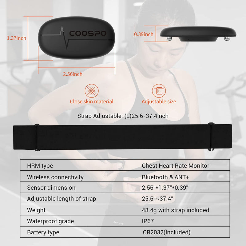 [Australia] - COOSPO Heart Rate Monitor Chest Strap, H6 HRM Bluetooth ANT+ HR Sensor, for Running Cycling Gym Sports Fitness Training Real Time Heart Rate Monitor Tracking 