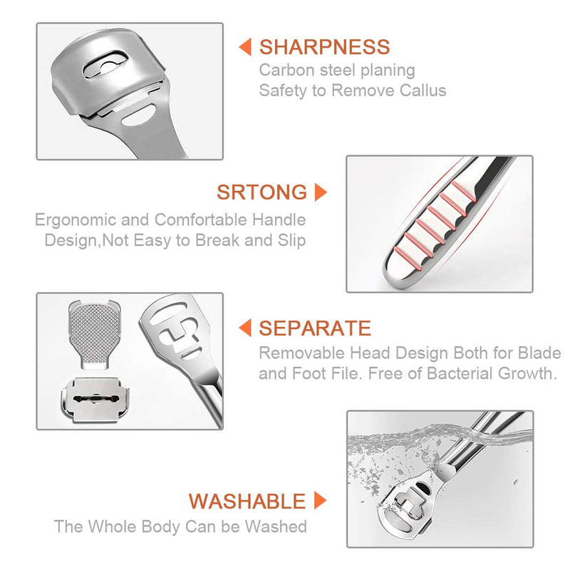 [Australia] - Codream Pedicure Callus Shaver Foot File Care Hard Skin Remover Callus Shaver Sets with Case, Foot File Heads & 10 Replacement Blade 