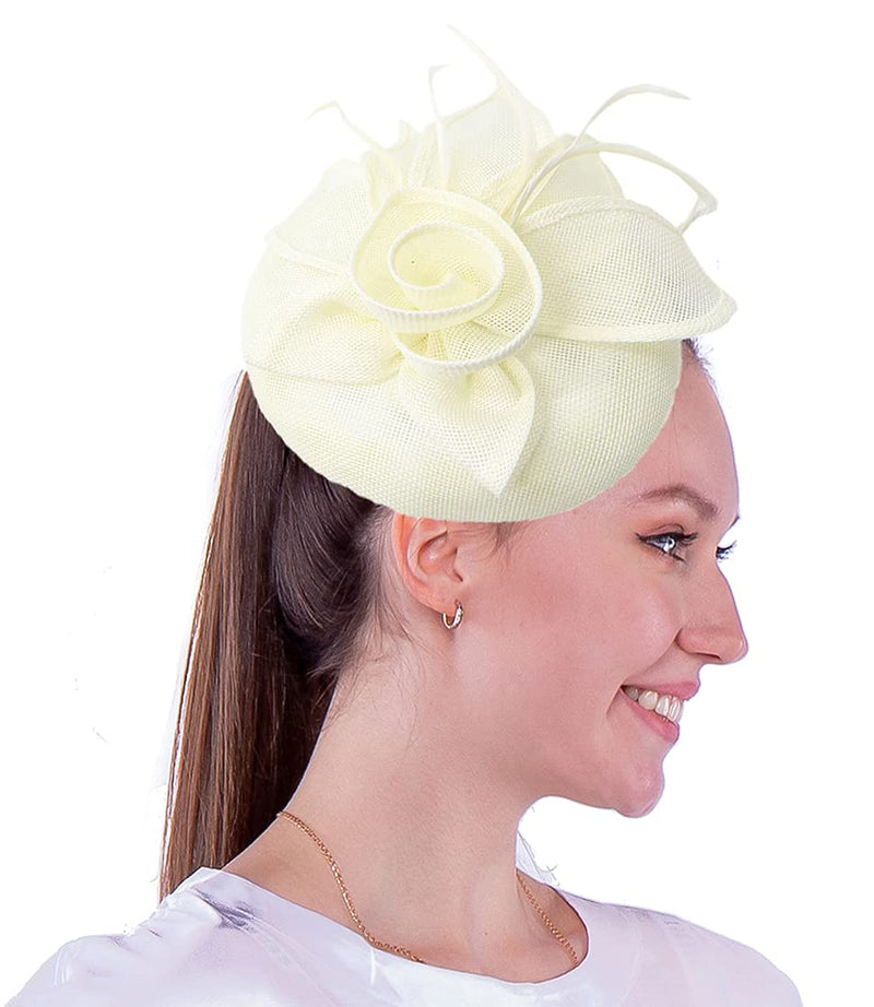 [Australia] - Biruil Womens Fascinators Pillbox Hat Leaves Tea Party Cocktail Headband Kentucky Derby Hair Clip A Beige 