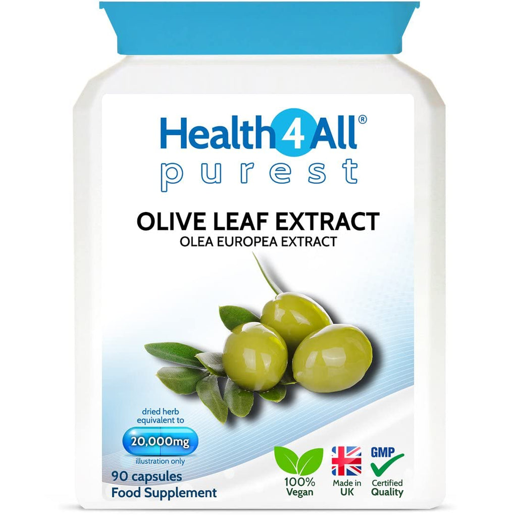 [Australia] - Health4All Olive Leaf Extract 90 Capsules. Purest, no additives, Strong 40:1 20,000mg Equivalent Vegan Immune Support, Blood Pressure and Cholesterol Support. 90 Count (Pack of 1) 