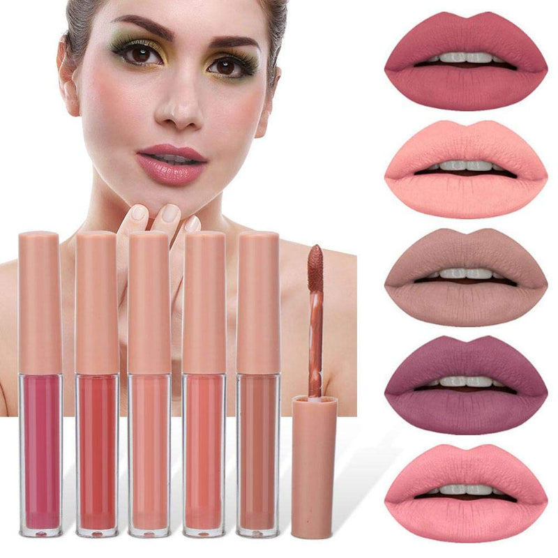 [Australia] - 5Pcs Matte Velvety Liquid Lipstick Matte Liquid Lipgloss Waterproof Lip Gloss Mini Long Lasting Matte Lipstick Lip Gloss Set Makeup Cosmetics(ON A WHLM) ON A WHLM 