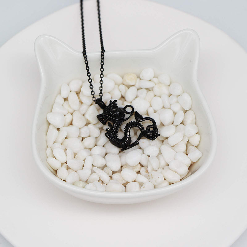 [Australia] - Dragon Cremation Jewelry for Ashes Stainless Steel Pendant Keepsake Memorial Jewelry Cremation Ash Urn Necklace for Man Women Black 