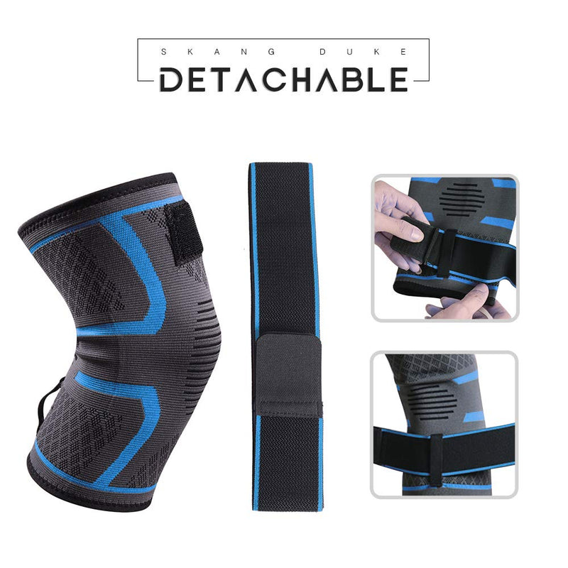 [Australia] - DIFFLIFE Knee Brace with Adjustable Strap, Professional Knee Compression Sleeve for Men & Women, No-Slip Knee Pad for Joint Protection, Sports, Running, Basketball, Arthritis Relief ( Blue X-Large ) 