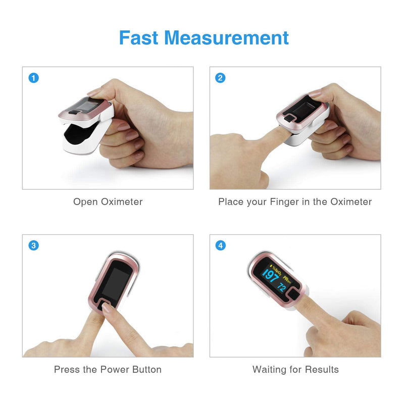 [Australia] - mibest OLED Finger Pulse Oximeter, O2 Meter, Dual Color White/Rose Gold 