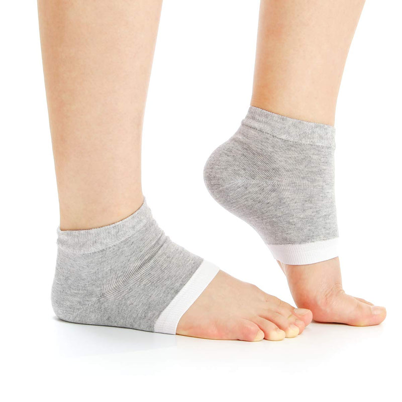 [Australia] - 4 Pairs Heel Moisturizing Socks, Spa Lotion Gel Socks for Dry Cracked Heels, Open Toe Socks for Men and Women for Heal, Treat Dry While You Sleeping 