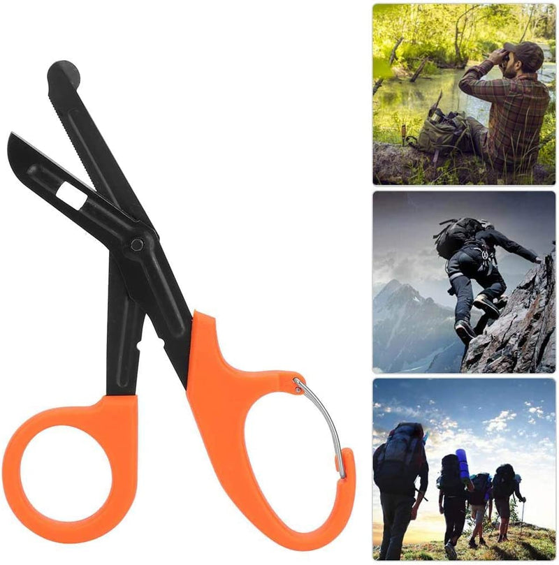 [Australia] - Titanium Bandage Shears Scissors 19cm , EMT and Trauma Shears, Bent Stealth Black Coated for Nurses, Students, Emergency Room (Orange) Orange 