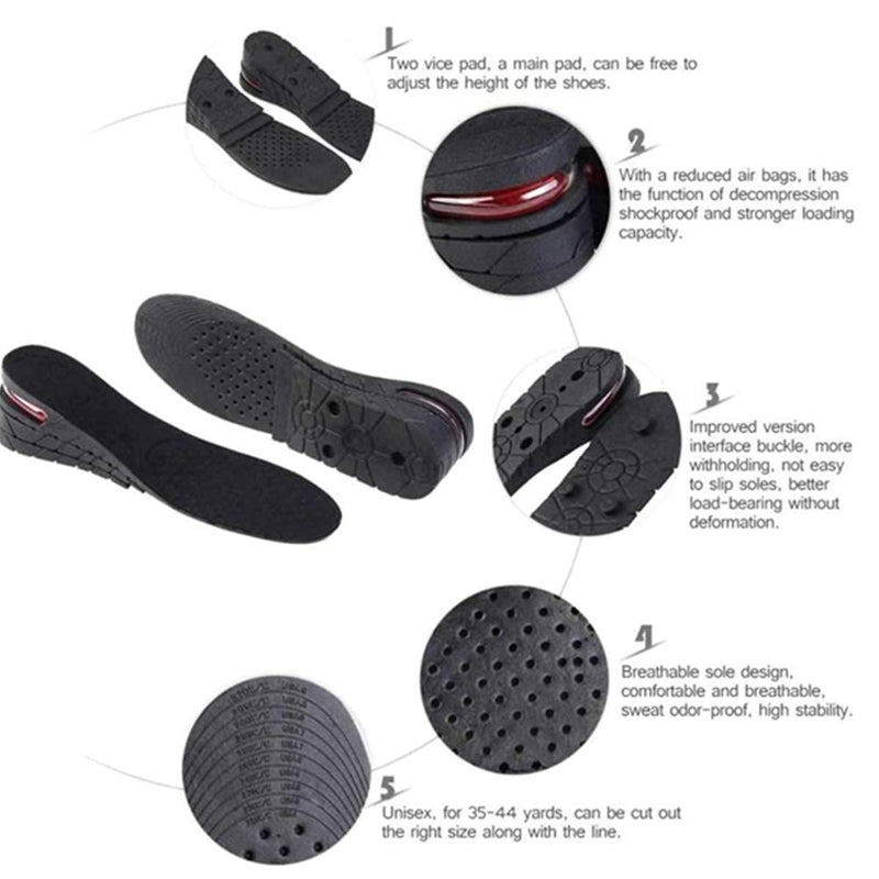 [Australia] - Height Increase Insoles Air Taller Cushion Shoes Insoles 4-Layer Heel Insert for Men 