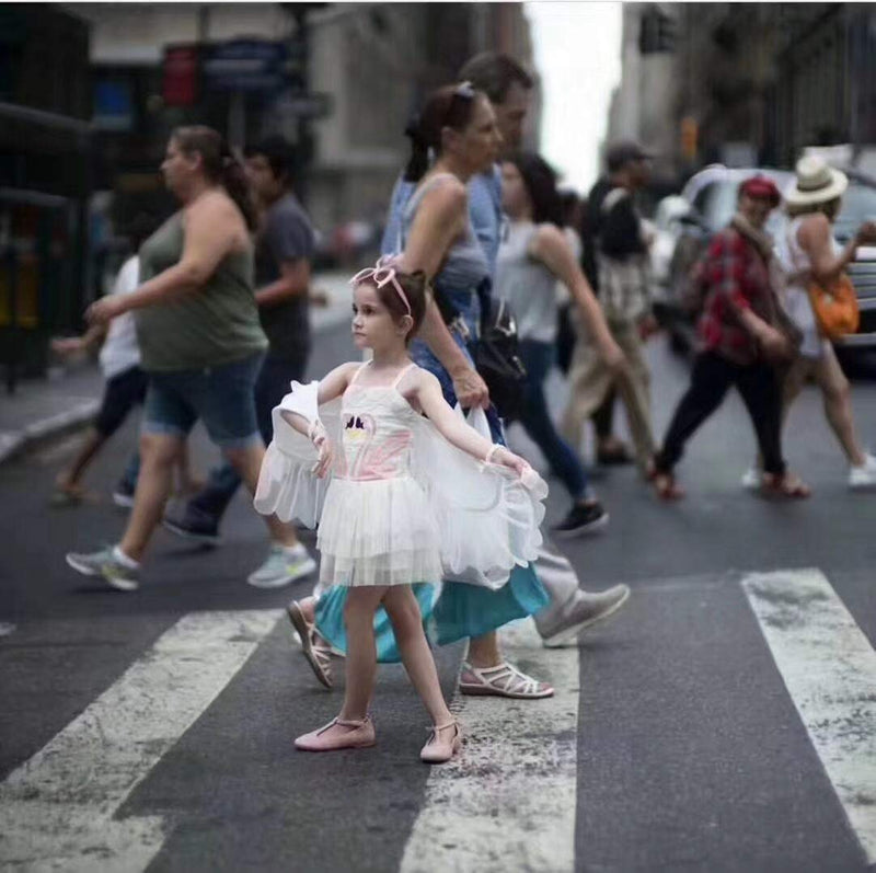 [Australia] - Angle Wing Dress Girl's swan Wing Party Performs Dress, Angel Flamingos Princess Dress, White Halter Dress with Angle's Wings 2-3T 