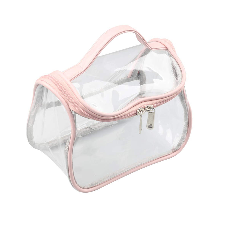 [Australia] - Heavy Duty Clear Cosmetic Bag Waterproof Transparent Travel Makeup Toiletry Organizer Bag (Pink) Pink 