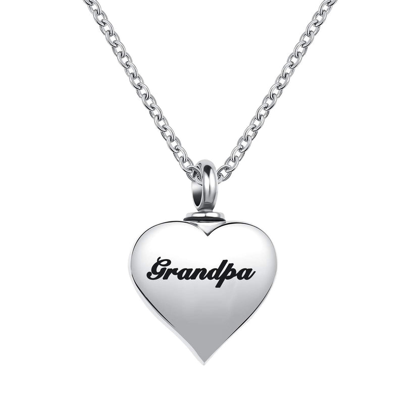 [Australia] - YSAHan Angel Wings Cremation Urn Necklaces for Ashes Clear White Synthetic Crystal Heart Pendant Stainless Steel Memorial Jewelry Grandpa 