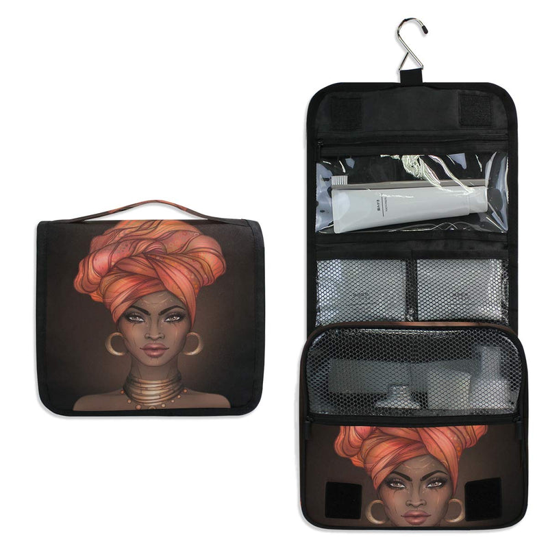 [Australia] - Hanging Toiletry Bag African American Woman Portable Cosmetic Makeup Travel Organizer for Men & Women with Sturdy Hook pattern 5 