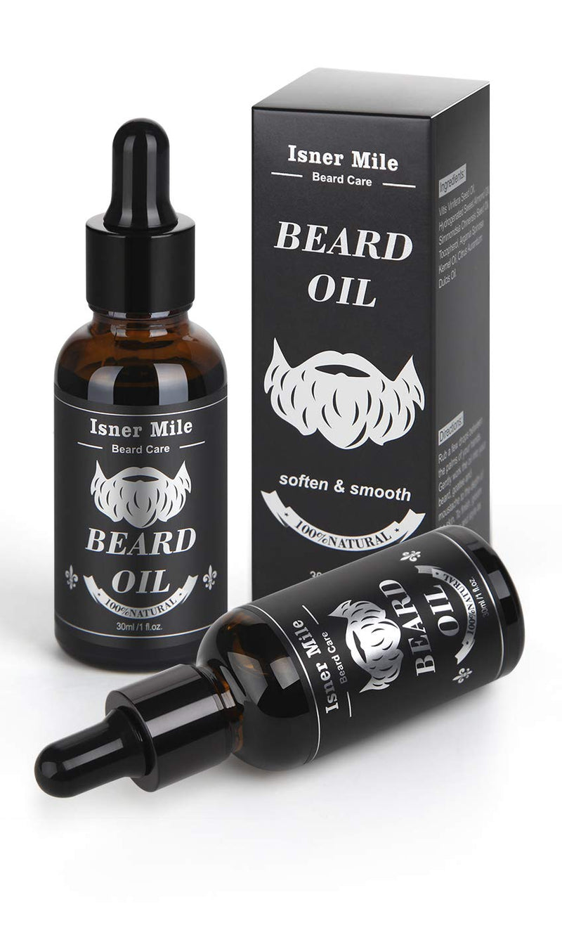 [Australia] - Isner Mile 2 Pack Beard Oil for Men with Castor Oil Serum Conditioner Light Magic Scent, 100% Pure Natural Premium Beard Growth Oil to Cure Beard Itch, Soften, Moisturizing & Strengthen Mustache 1 