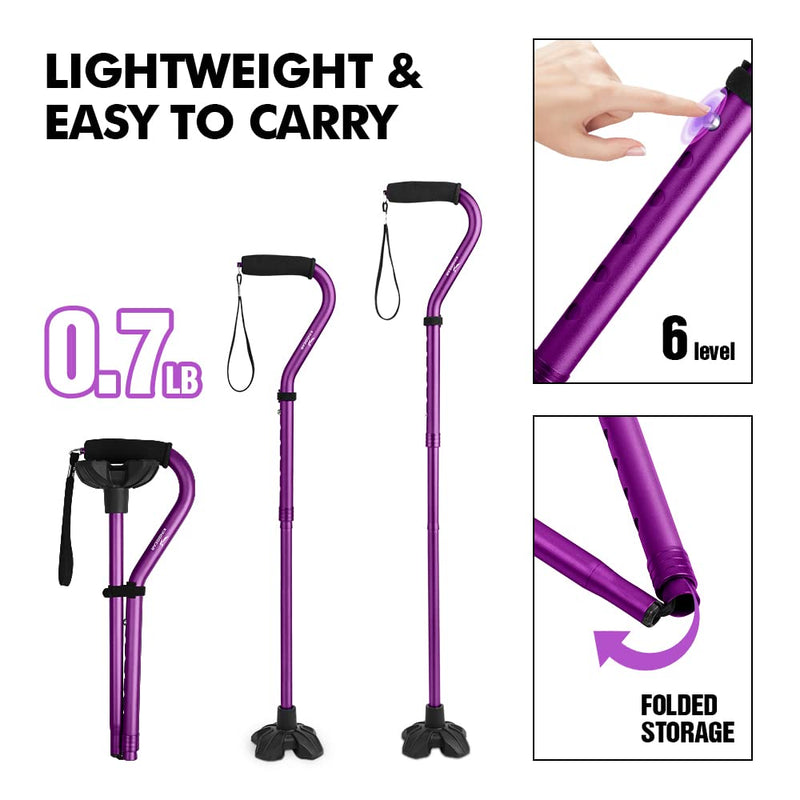 [Australia] - KingGear Adjustable Cane for Men & Women - Lightweight & Sturdy Offset Walking Stick - w/Additional Big Tip - Mobility Aid for Elderly, Seniors & Handicap… Purple 