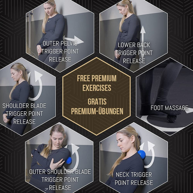 [Australia] - [Spikey Massage Ball Set] 3 x Spiky Ball - Spiky Massage Balls 6,7 & 9 CM - Spikey Ball Hard and 2X Medium, Includes Free Video Instructions, Booklet & Bag � Premium Set 