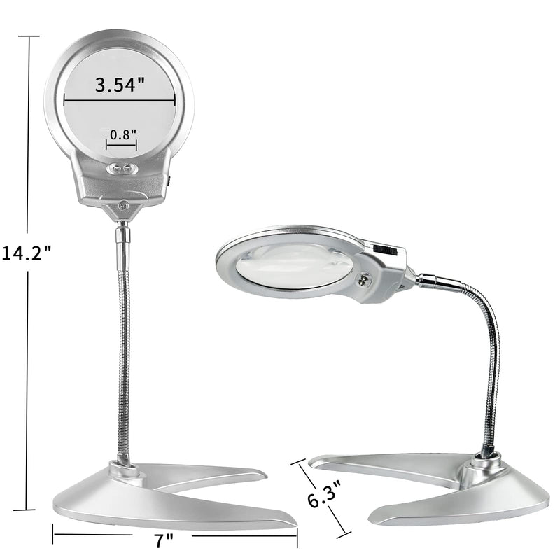 [Australia] - Magnifying Glass with Light and Stand, Lighted Desktop Magnifier, Illuminated 2.25X 5X Magnifying Glass with 2 Ultra Bright LEDs, Hands Free Magnifying Glass for Reading, Repair, Sewing, Jewelry 