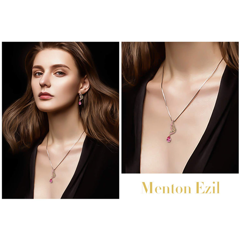 [Australia] - Menton Ezil “Butterfly Wings” Necklace and Earrings Set for Women 18K Gold Plated Jewelry Set Crystal from Swarovski Jewelry Gift for Women Butterfly Wings(Rose Peach) 