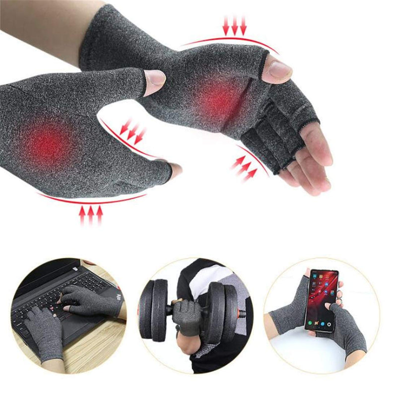 [Australia] - Arthritis Hand Compression Gloves – Men, Women Rheumatoid Osteoarthritis and Carpal Tunnel Pain Relief Glove Comfortable Hand Compression Sleeve Fingerless Design, Support for Hands and Joints (M) Medium 
