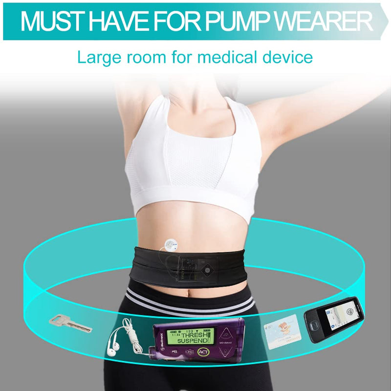 [Australia] - Comfortable Insulin Pump Belt Diabetic Pouch T1D Holder Waist Band for Diabetes Epipen Tube Medical Devices Accessories Secure Men Women Running Travel Black Large Large(Pack of 1) 