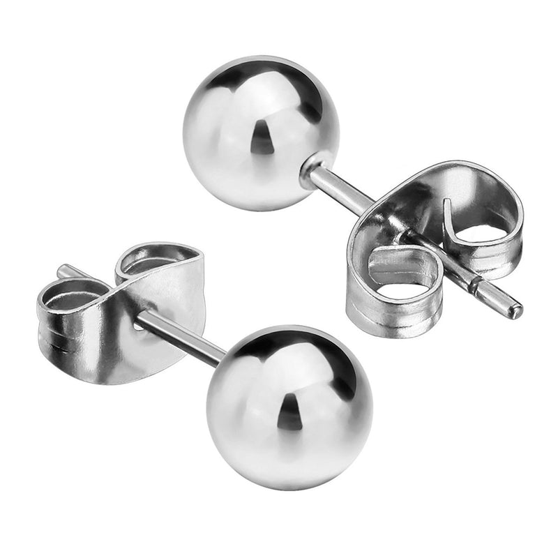 [Australia] - JewelrieShop Ball Earrings 316L Surgical Steel Earrings Round Ball Stud Earrings Set for Women Girls #01. Steel, 2-6mm 