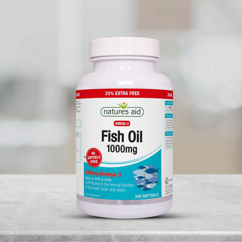 [Australia] - Natures Aid Fish Oil 1000mg | Omega 3 (180mg Epa & 120mg Dha) | Made In The Uk, 240 Softgels For The Price of 180, 240 Capsules 