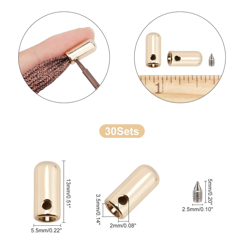 [Australia] - PandaHall 32 Sets Screws Shoelace Aglets Tips Light Gold Seamless Metal Shoelace Tips Aglets Alloy Shoelace Tips Cords End for Sneakers, Hoodies, Bungee Cords, Laces 