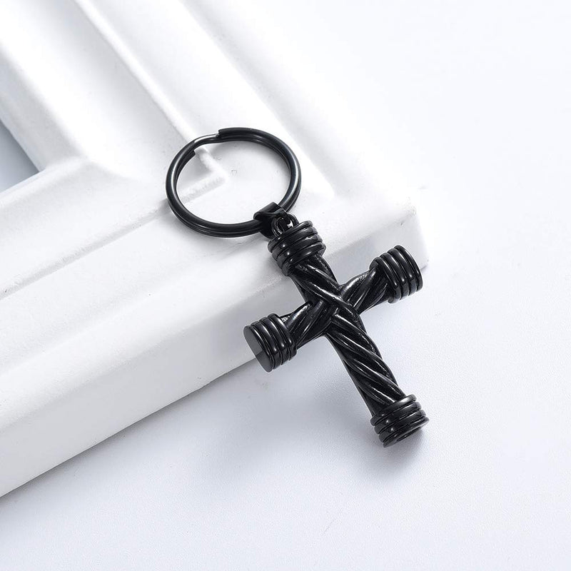 [Australia] - Imrsanl Cremation Jewelry for Ashes Cross Memorial Urn Necklace Pendant Keepsake Religious Cross Ashes Jewelry Black Keychain 