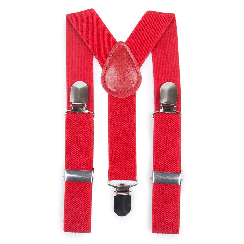 [Australia] - ELENKER Baby Boys Adjustable Elastic Solid Color Suspenders, 1" Wide 22 Inches (7 months-3yrs) Red 
