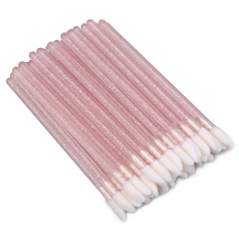 [Australia] - 100PCS Glitter Crystal Lip Brush, Disposable Lip Brushes Lip Gloss Applicators Lipstick Gloss Wands Applicator Perfect Makeup Tool Kits (Pink) Pink 