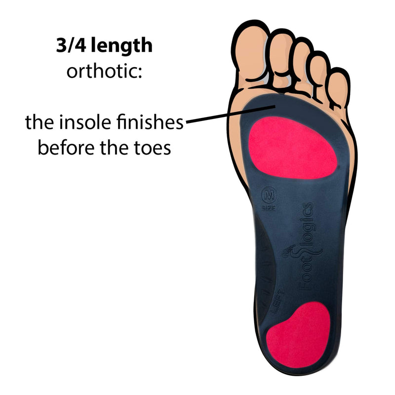 [Australia] - Footlogics 3/4 Length Orthotic Shoe Insoles with Built-in Raise for Ball of Foot Pain, Morton’s Neuroma, Flat Feet - Metatarsalgia M (Men's 8-9.5, Women's 9.5-11) 
