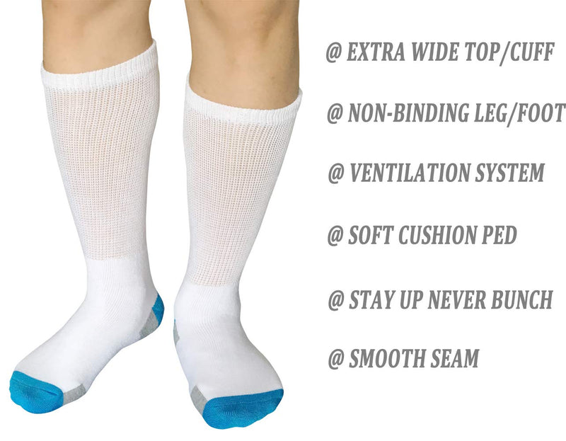 [Australia] - Diabetic Socks Non-Binding Crew Wide Top for Neuropathy Edema Swollen Thick Ankle Bariatric Lymphedema Slipper Sox 