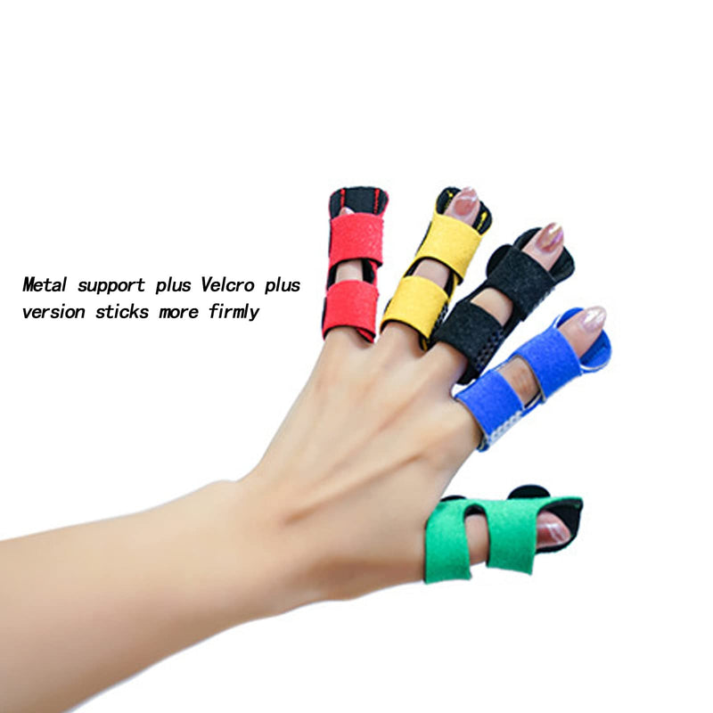 [Australia] - 8PCS Finger Splints Finger Sleeves Finger Straightener Finger Strap Finger Support for All Fingers (Yellow, Red, Green, Bright Blue, Dark Blue, Black, Light Gray, Skin Tone) 