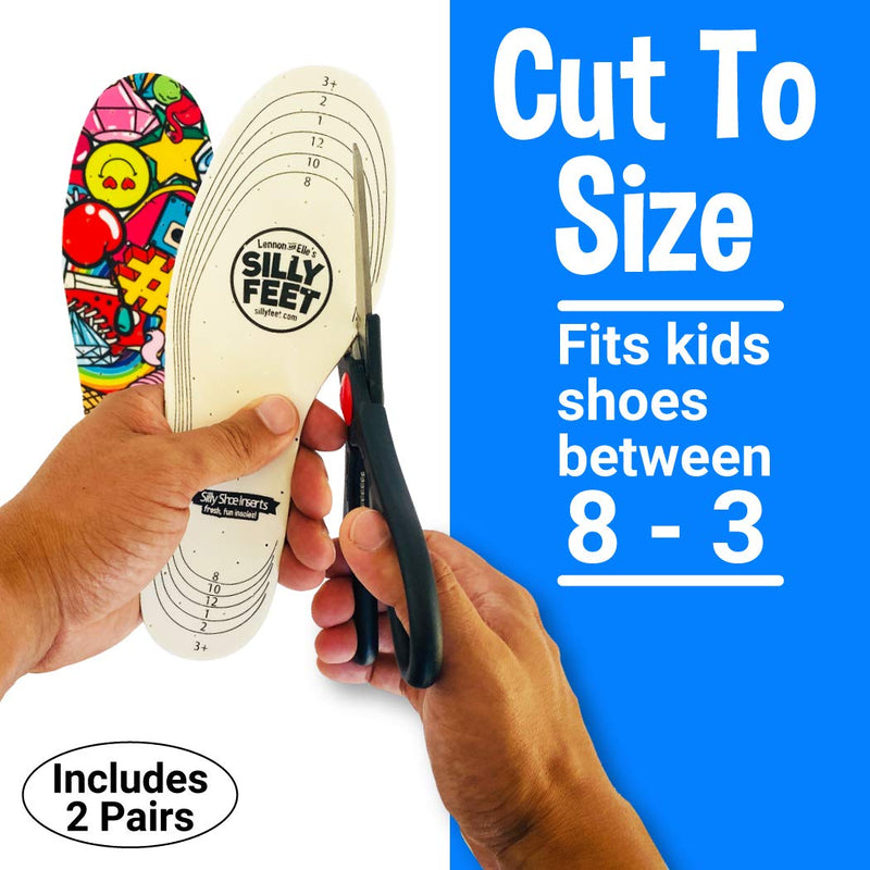 [Australia] - Silly Feet Kids Insoles | Child Replacement Insole Shoe Sole Inserts for Children 2 Pairs ( Bubble Gum ) 
