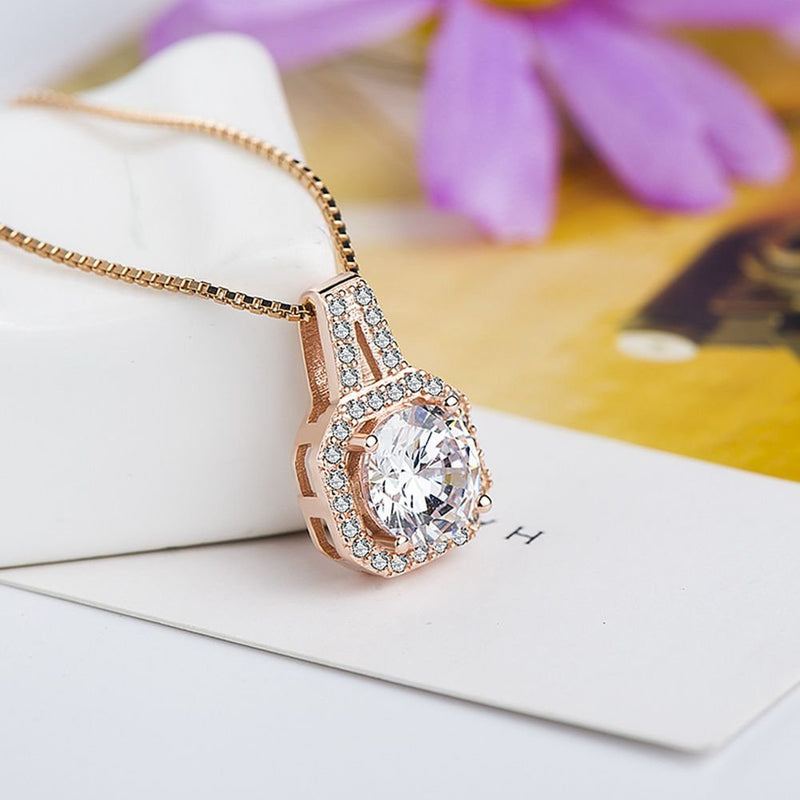 [Australia] - BGTY 925 Sterling Silver Cubic-Zirconia Pendant Necklace for Women Square CZ 