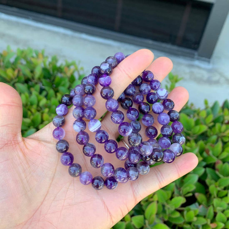 [Australia] - Adabele Natural Gemstone Bracelet 7" 7.5" 8 inch Stretchy Chakra Gems Stones 8mm (0.31") Beads Healing Crystal Quartz Jewelry Women Men Girls Gifts 7.0 Inches amethyst 