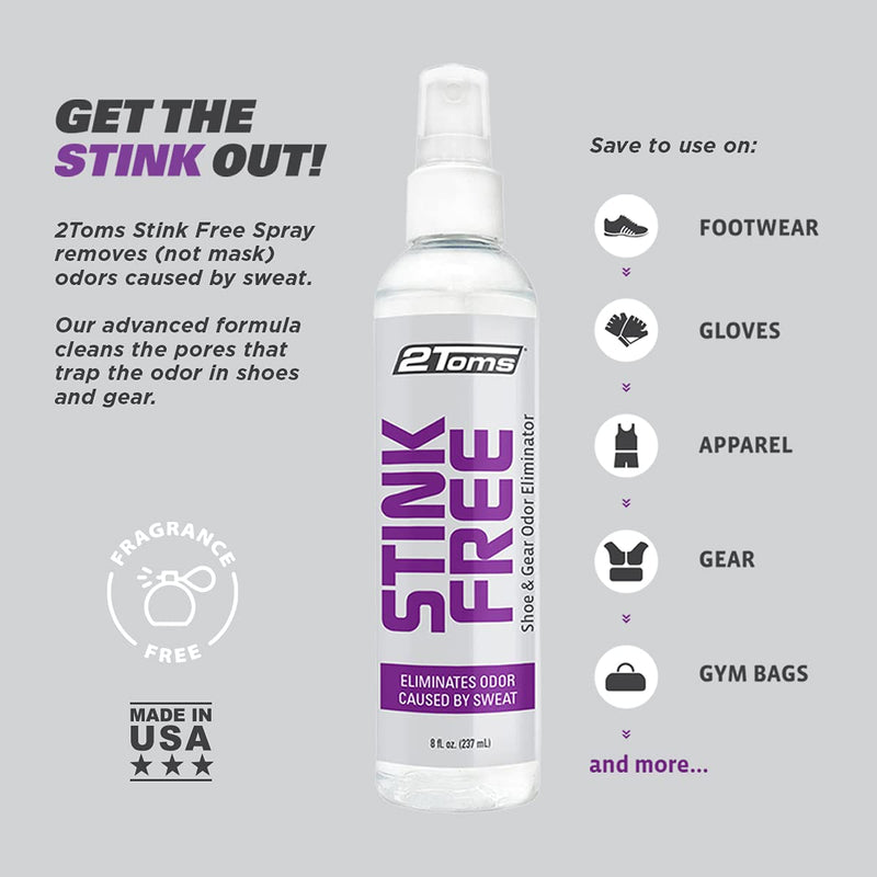 [Australia] - 2Toms StinkFree Shoe Odor Eliminator Spray, Removes Gear Odors Caused by Sweat, 8 Ounce Bottle 