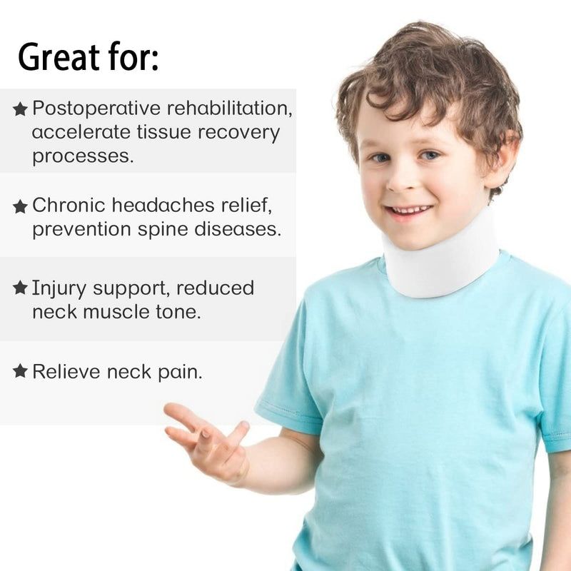 [Australia] - HKJD Kids Neck Brace for Neck Pain and Support - Soft Foam Pediatric Cervical Collar for Sleeping - Adjustable Youth Neck Support for Children Whiplash, Torticollis and Injury Support(L) Large 