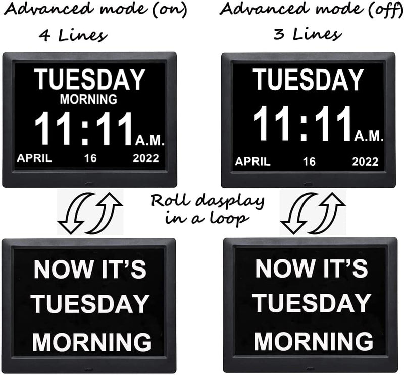 [Australia] - Remote Control 9 Inch Digital Day Clock Non-Abbreviations Day and Date Dementia Vision Impaired Calendar Clocks Perfect for Seniors Elderly 