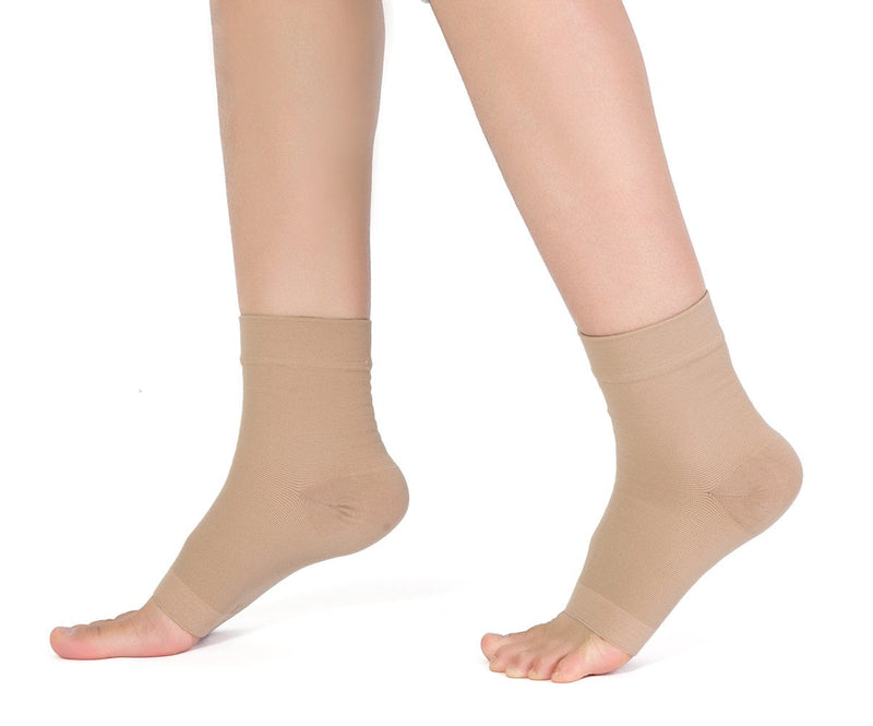 [Australia] - TOFLY® Plantar Fasciitis Socks for Women Men, Truly 20-30mmHg Compression Socks for Arch & Ankle Support, Foot Care Compression Sleeves for Injury Recovery, Eases Swelling, Pain Relief, Beige M Medium (1 Pair) 