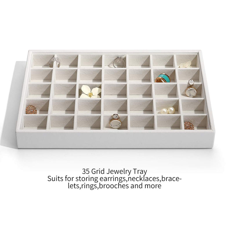 [Australia] - Vlando Miller Jewelry Tray 35 Grid Jewelry Tray Stackable Showcase Display Drawer Organizer Storage(White) White 