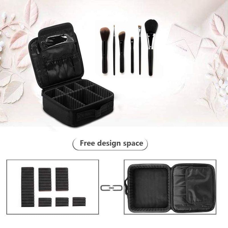 [Australia] - BEIKOTT Makeup Train Case, Makeup Organizer, Portable Artist Storage Bag with Adjustable Dividers for Cosmetics, Makeup Brushes & Toiletry Jewelry Accessories, Black 