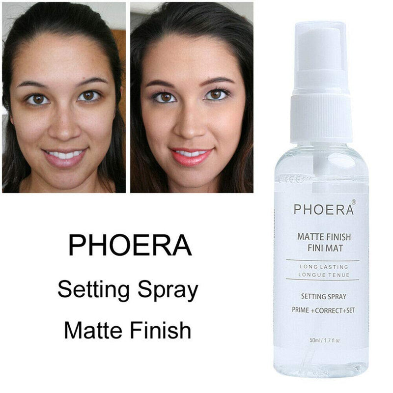 [Australia] - AQUAPURITY Phoera Makeup Setting Spray Matte Finish, Makeup Sealer Spray Long Lasting16Hr Wear Face Make Up Foundation 3 In 1 Fixer, Primer & Corrector Light Weight Beauty Blender (SETTING SPRAY 50ML) 