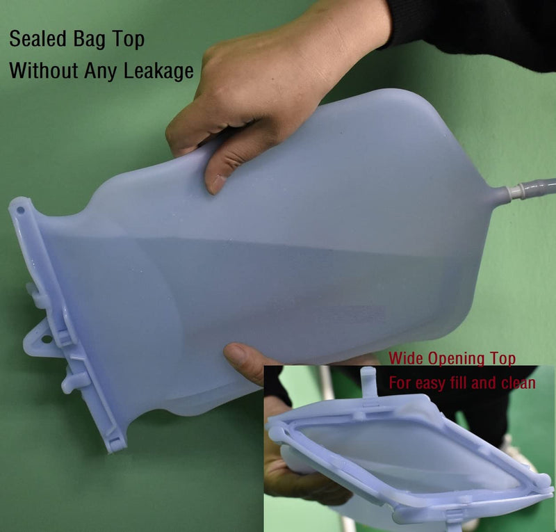 [Australia] - Sealable Silicone Enema Bag Kit 6Pcs Enema Nozzle Tips Colon Tube Replacement for Colon Cleansing Constipation Women Men, Clear Coffee Enema Kit Hot Water Bottle Bucket Douche Bag Backflow Prevention 