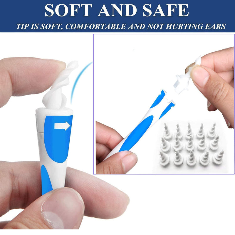 [Australia] - POWE Ear Wax Remover, Q Grips Earwax Remover Toddler Ear Wax Removal Tool Spiral Ear Cleaner with 16 Pcs Soft Replacement Heads Suitable for Women & Men 