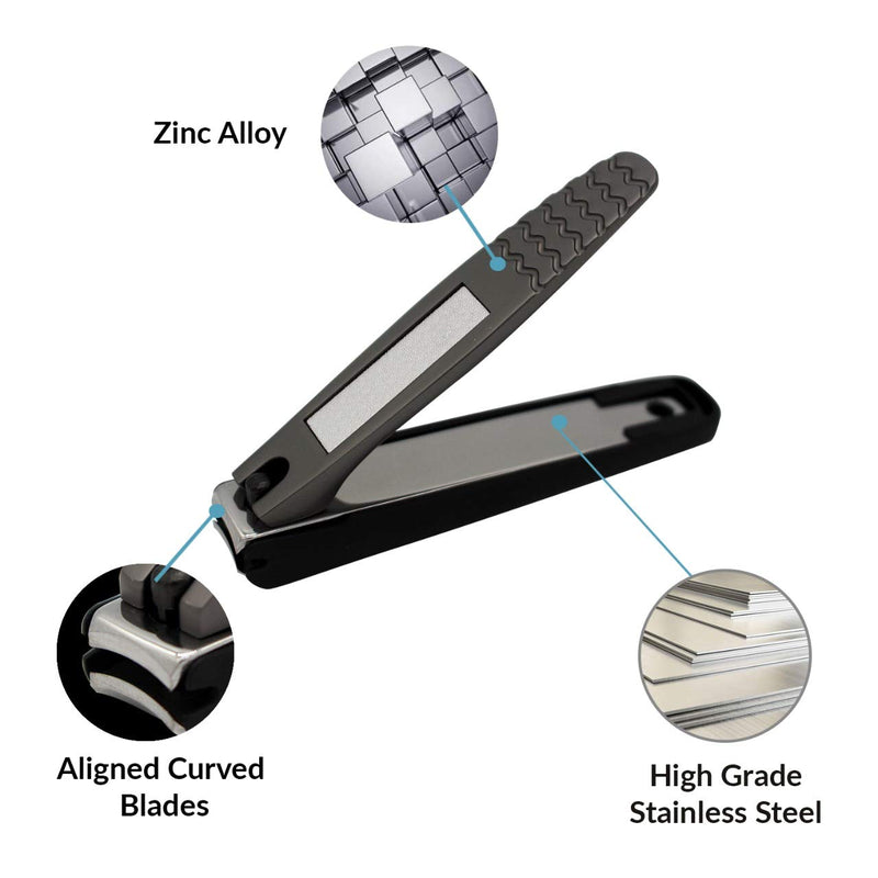 [Australia] - Nail Clippers Set - Professional Stainless Steel Fingernail & Toenail Clippers with Nail Catcher - Curved Edge Design & Rust Proof Nail Cutter for Thick Nails 